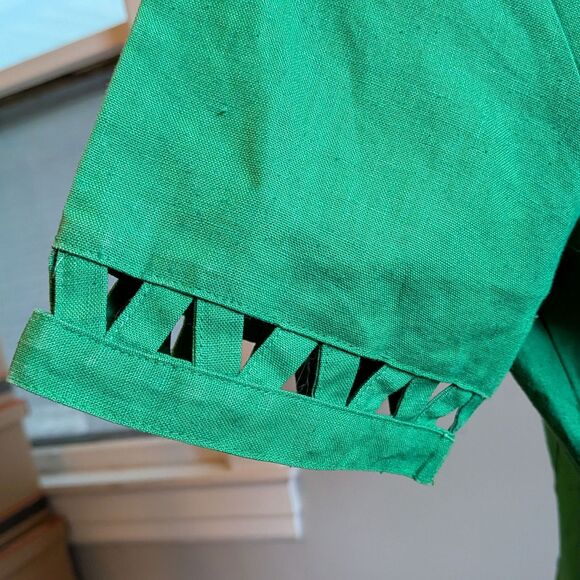 Vintage 90s Louise Paris Green Blazer Cut Out Jacket Shoulder Pads Size 9/10 - Picture 10 of 12